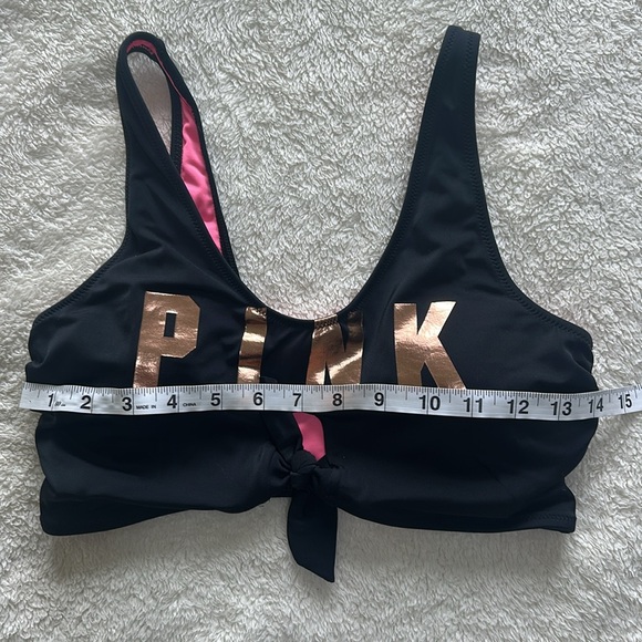 PINK Victoria's Secret Black and Gold Women's Swim Top - Picture 4 of 5